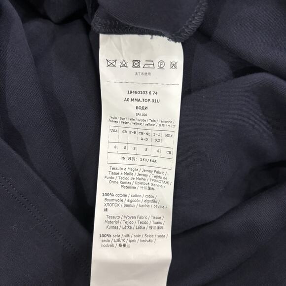 NWT MaxMara Size 4 S Navy Blue Ruffle Front Silk Chiffon Blouse Top Italy $395 - Picture 4 of 6